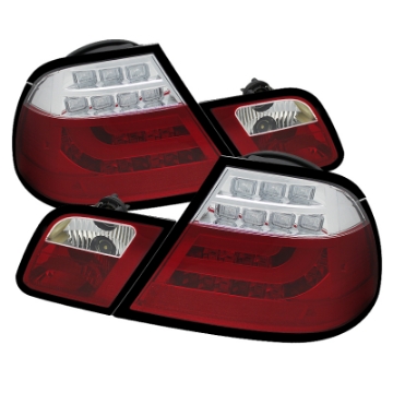 Picture of Spyder BMW E46 00-03 2Dr Coupe Light Bar LED Tail Lights Red Clear ALT-YD-BE4600-LBLED-RC