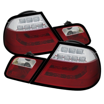 Picture of Spyder BMW E46 00-03 2Dr Coupe Light Bar LED Tail Lights Red Clear ALT-YD-BE4600-LBLED-RC
