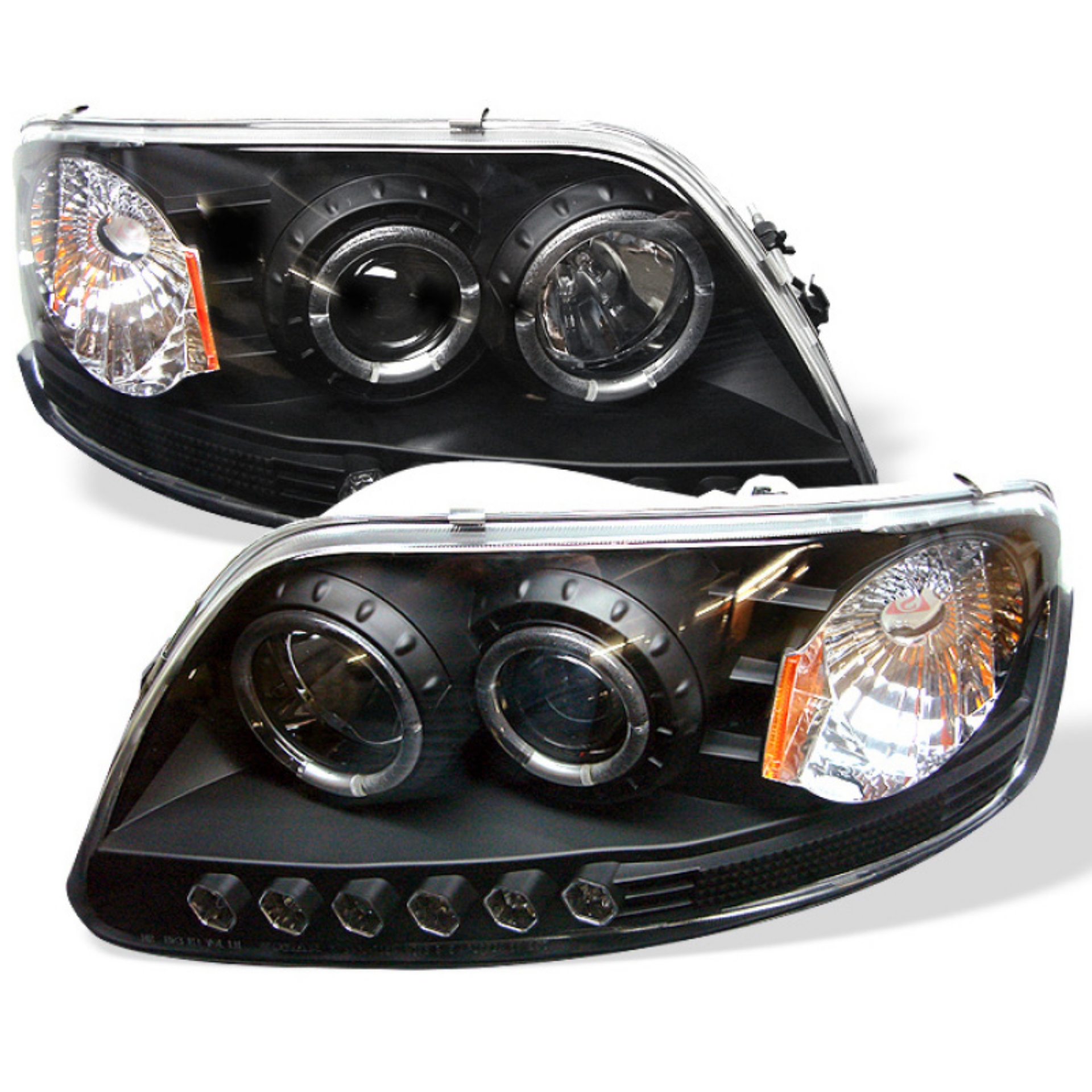 Picture of Spyder Ford F150 97-03 Projector - LED Halo Amber Reflector LED Blk PRO-YD-FF15097-1P-AM-BK
