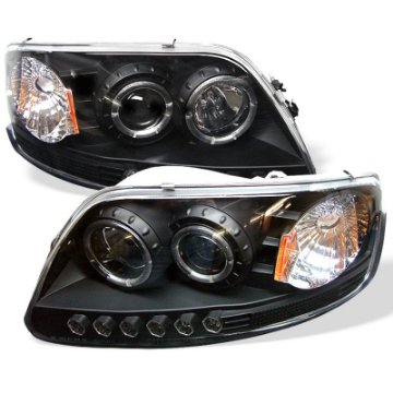 Picture of Spyder Ford F150 97-03 Projector - LED Halo Amber Reflector LED Blk PRO-YD-FF15097-1P-AM-BK