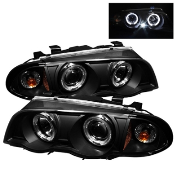 Picture of Spyder BMW E46 3-Series 99-01 4DR Projector 1PC LED Halo Amber Reflctr Blk PRO-YD-BMWE46-4D-HL-AM-BK