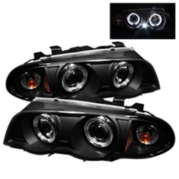 Picture of Spyder BMW E46 3-Series 99-01 4DR Projector 1PC LED Halo Amber Reflctr Blk PRO-YD-BMWE46-4D-HL-AM-BK