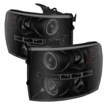 Picture of Spyder Chevy Silverado 1500-2500 07-13 Projector Headlights LED Halo LED Blk Smke PRO-YD-CS07-HL-BSM