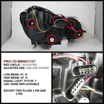 Picture of Spyder Mercedes Benz E-Class 07-09 Projector Headlights Halogen - DRL Chrm PRO-YD-MBW21107-DRL-C