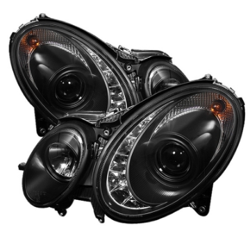 Picture of Spyder Mercedes Benz E-Class 03-06 Projector Halogen Model- DRL- Blk PRO-YD-MBW21103-DRL-BK