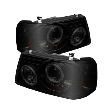 Picture of Spyder Ford Ranger 01-11 1PC Projector Headlights LED Halo LED Blk Smke PRO-YD-FR01-1PC-HL-BSM