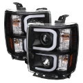 Picture of Spyder Chevy Silverado 1500 14-16 Projector Headlights Light Bar DRL Blk PRO-YD-CS14-LBDRL-BK