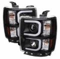 Picture of Spyder Chevy Silverado 1500 14-16 Projector Headlights Light Bar DRL Blk PRO-YD-CS14-LBDRL-BK