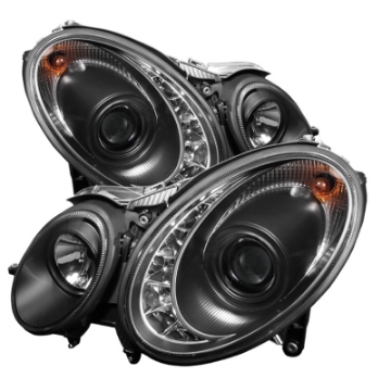 Picture of Spyder Mercedes Benz E-Class 07-09 Projector Headlights Halogen - DRL Blk PRO-YD-MBW21107-DRL-BK