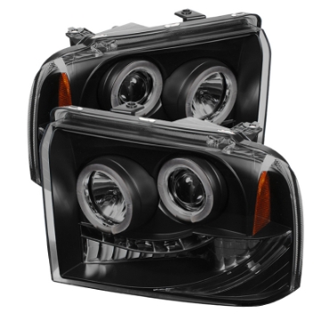 Picture of Spyder Ford F250-350 05-07 Projector Headlights LED Halo LED Blk Smke PRO-YD-FS05-HL-BSM