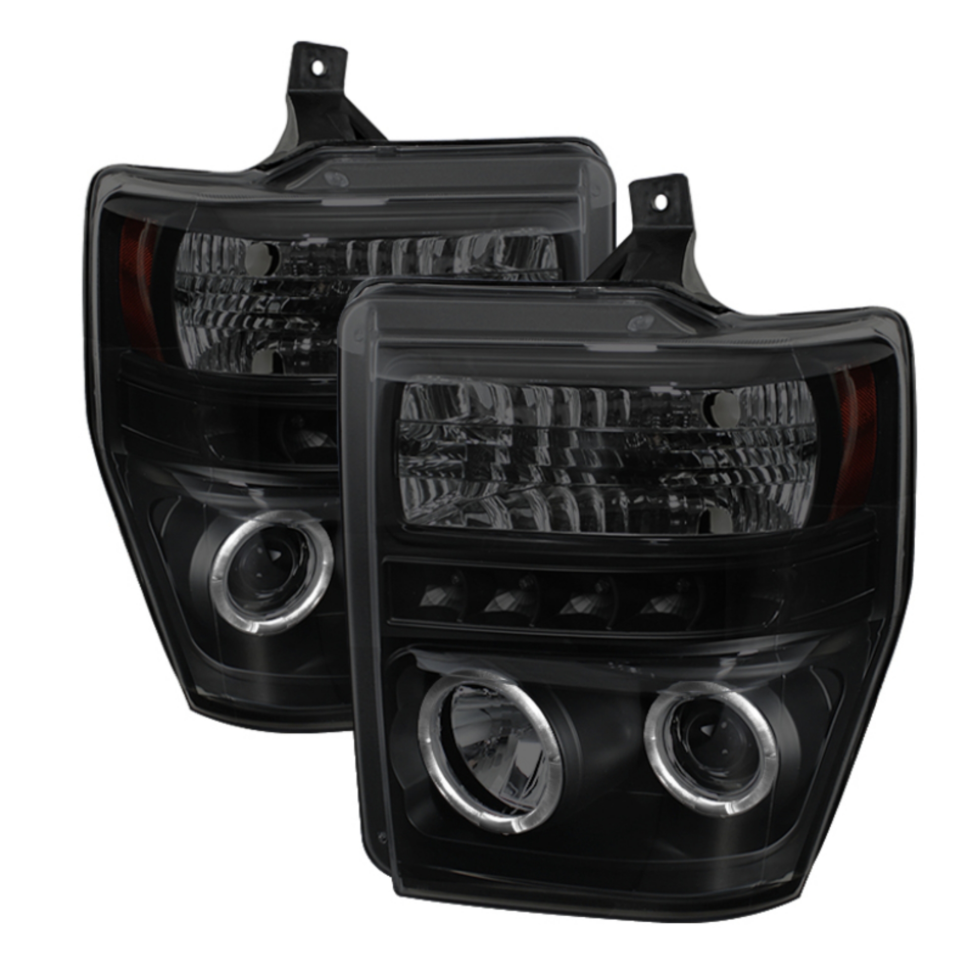 Picture of Spyder Ford F250-350 08-10 Projector Headlights LED Halo LED Blk Smke PRO-YD-FS08-HL-BSM