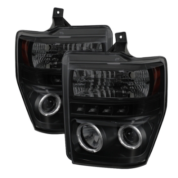 Picture of Spyder Ford F250-350 08-10 Projector Headlights LED Halo LED Blk Smke PRO-YD-FS08-HL-BSM