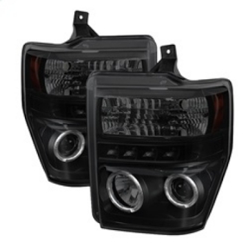 Picture of Spyder Ford F250-350 08-10 Projector Headlights LED Halo LED Blk Smke PRO-YD-FS08-HL-BSM