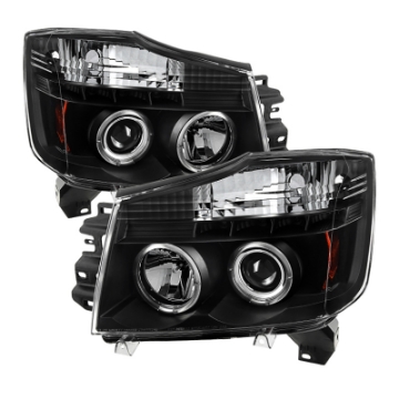 Picture of Spyder Nissan Titan 04-14-Armada 04-07 Projector Headlights LED Halo LED Blk PRO-YD-NTI04-HL-BK