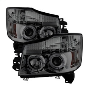 Picture of Spyder Nissan Titan 04-14-Armada 04-07 Projector Headlights LED Halo LED Smke PRO-YD-NTI04-HL-SM