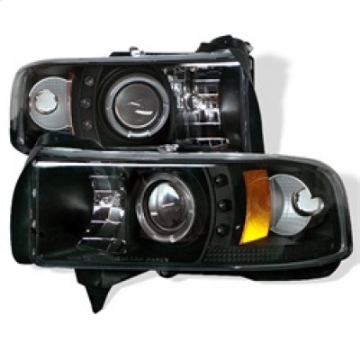 Picture of Spyder Dodge Ram 1500 94-01 94-02 Projector Headlights LED Halo LED Blk PRO-YD-DR94-HL-AM-BK