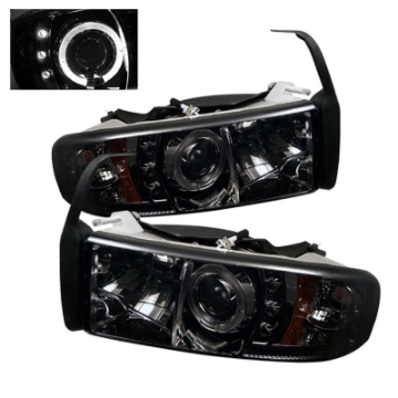 Picture of Spyder Dodge Ram 1500 94-01 94-02 Projector Headlights LED Halo LED Smke PRO-YD-DR94-HL-AM-SMC