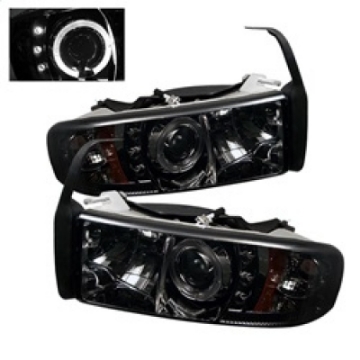 Picture of Spyder Dodge Ram 1500 94-01 94-02 Projector Headlights LED Halo LED Smke PRO-YD-DR94-HL-AM-SMC