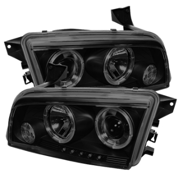 Picture of Spyder Dodge Charger 06-10 Projector Headlights Halogen- LED Halo LED Blk Smke PRO-YD-DCH05-LED-BSM