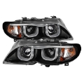 Picture of Spyder BMW E46 3-Series 02-05 4DR Projector Headlights 1PC 3D Halo Blk PRO-YD-BMWE4602-4D-3DDRL-BK