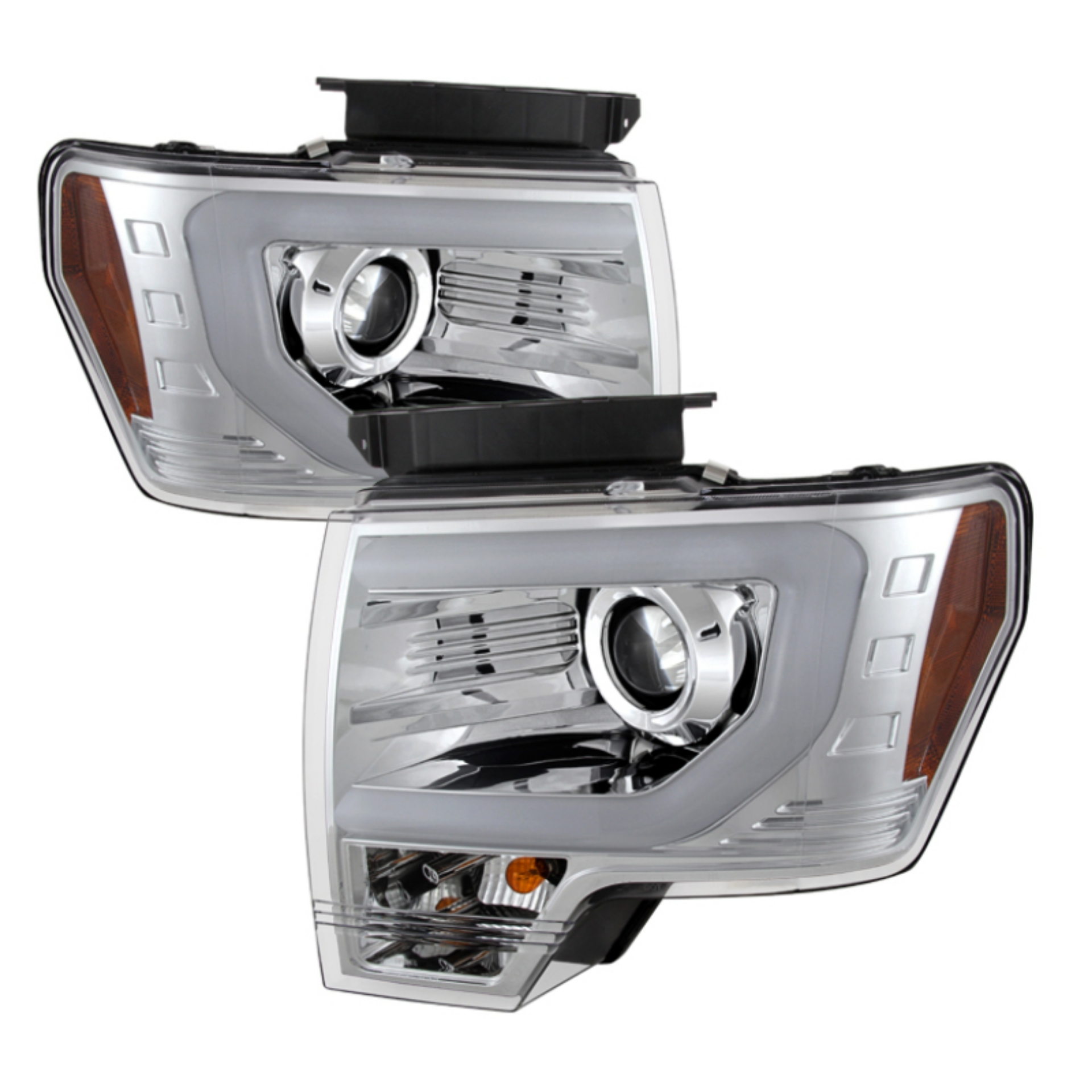 Picture of Spyder Ford F150 09-14 Projector Headlights Halogen Model- Light Bar DRL Chrm PRO-YD-FF15009-LBDRL-C