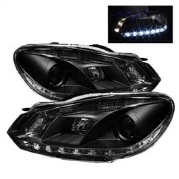 Picture of Spyder Volkswagen Golf-GTI 10-13 Projector Headlights Halogen Model- DRL Blk PRO-YD-VG10-DRL-BK