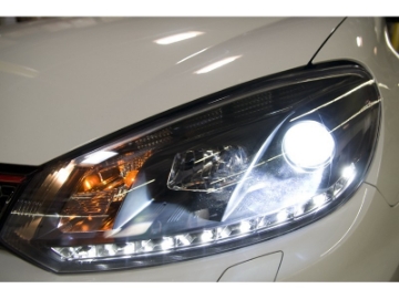 Picture of Spyder Volkswagen Golf-GTI 10-13 Projector Headlights Halogen Model- DRL Blk PRO-YD-VG10-DRL-BK