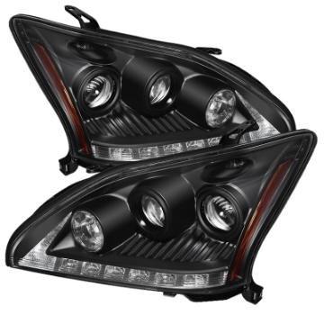Picture of Spyder Lexus RX330 2004-2006 Projector Headlights Halogen Model- DRL LED Blk PRO-YD-LRX35004-DRL-BK