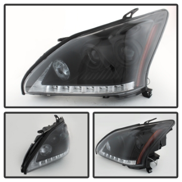 Picture of Spyder Lexus RX330 2004-2006 Projector Headlights Halogen Model- DRL LED Blk PRO-YD-LRX35004-DRL-BK