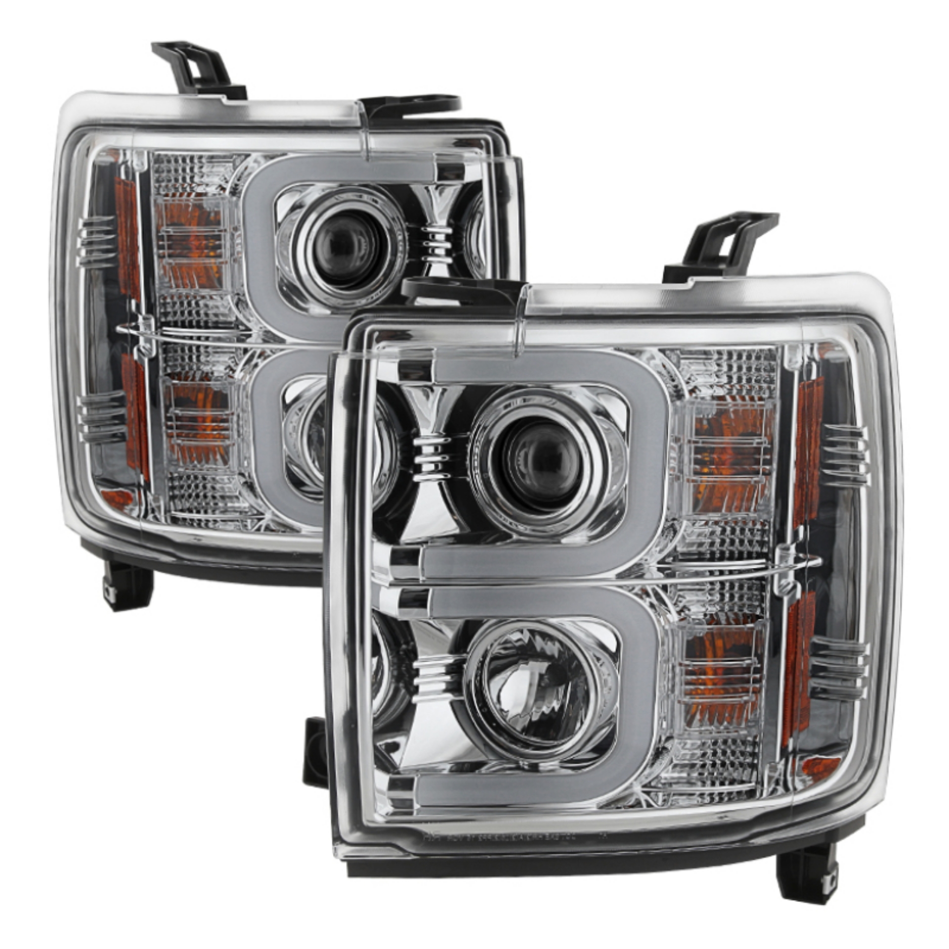 Picture of Spyder Chevy Silverado 2014-16 2500 HD Projector Headlights Light Bar DRL Chrm PRO-YD-CSHD14-LBDRL-C