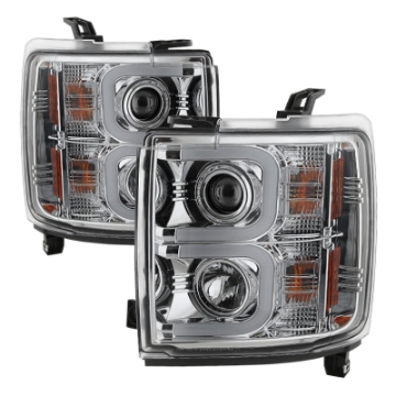Picture of Spyder Chevy Silverado 2014-16 2500 HD Projector Headlights Light Bar DRL Chrm PRO-YD-CSHD14-LBDRL-C