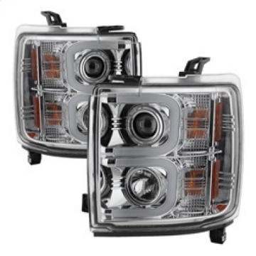 Picture of Spyder Chevy Silverado 2014-16 2500 HD Projector Headlights Light Bar DRL Chrm PRO-YD-CSHD14-LBDRL-C