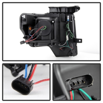 Picture of Spyder Ford F150 09-14 Projector Headlights Halogen Model- Light Bar DRL Blk PRO-YD-FF15009-LBDRL-BK