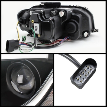 Picture of Spyder Audi A3 06-08 Projector Headlights Halogen Model- Light Tube DRL Blk PRO-YD-AA306-LTDRL-BK