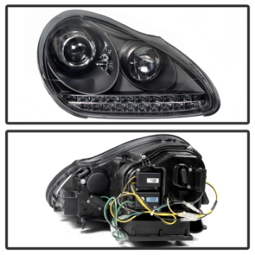 Picture of Spyder Porsche Cayenne 03-06 Projector Xenon-HID Model- DRL LED Blk PRO-YD-PCAY03-HID-DRL-BK