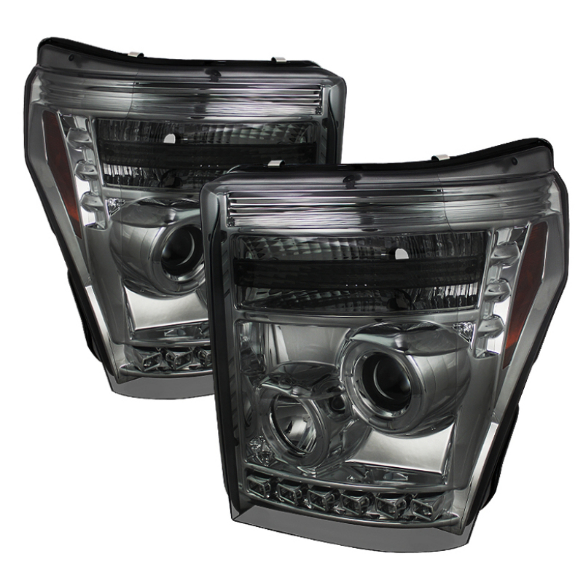 Picture of Spyder Ford Super Duty 11-15 Projector Headlights LED Halo DRL Smke Low 9006 PRO-YD-FS11-HL-SM