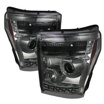 Picture of Spyder Ford Super Duty 11-15 Projector Headlights LED Halo DRL Smke Low 9006 PRO-YD-FS11-HL-SM