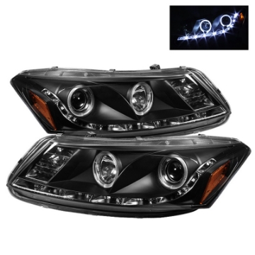 Picture of Spyder 08-12 Honda Accord No Crosstour 4Dr Proj Headlights- LED Halo DRL Blk PRO-YD-HA08-4D-HL-BK