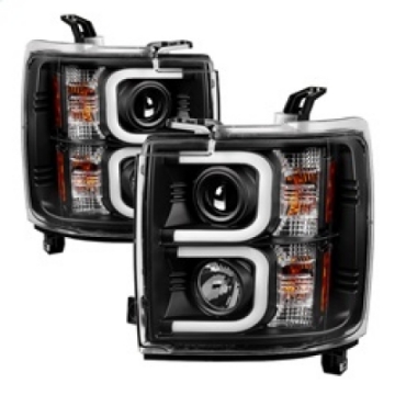 Picture of Spyder Chevy Silverado 2014-16 2500 HD Projector Headlights Light Bar DRL Blk PRO-YD-CSHD14-LBDRL-BK