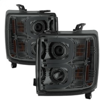 Picture of Spyder Chevy Silverado 14-16 2500 HD Projector Headlights Light Bar DRL Smke PRO-YD-CSHD14-LBDRL-SM
