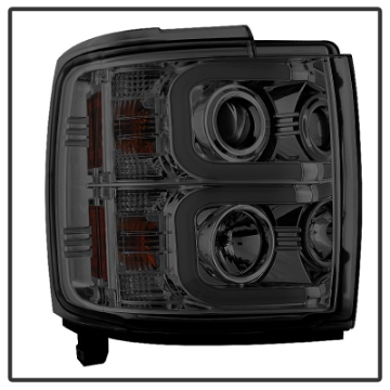 Picture of Spyder Chevy Silverado 14-16 2500 HD Projector Headlights Light Bar DRL Smke PRO-YD-CSHD14-LBDRL-SM