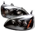 Picture of Spyder Honda Civic 01-03 2-4DR Projector Headlights - LED Halo Amber Reflector Blk PRO-YD-HC01-AM-BK