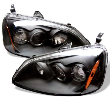 Picture of Spyder Honda Civic 01-03 2-4DR Projector Headlights - LED Halo Amber Reflector Blk PRO-YD-HC01-AM-BK
