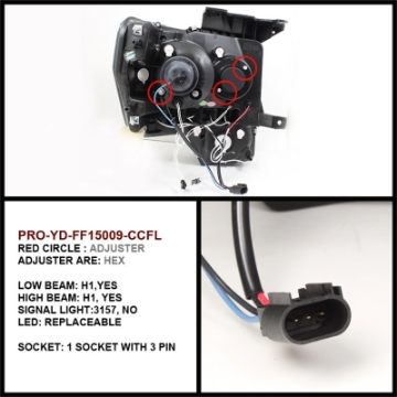 Picture of Spyder Ford F150 09-14 Projector Headlights Halogen Model- CCFL Halo LED Blk PRO-YD-FF15009-CCFL-BK
