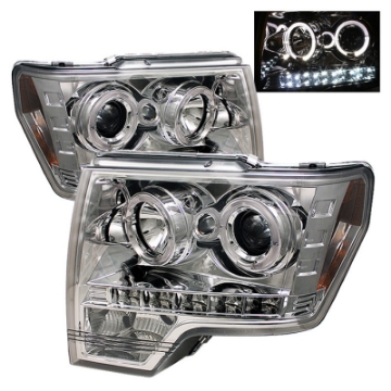 Picture of Spyder Ford F150 09-14 Projector Headlights Halogen Model- LED Halo LED Chrm PRO-YD-FF15009-HL-C