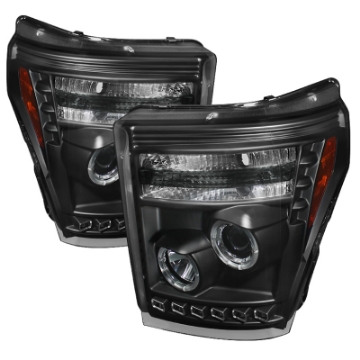 Picture of Spyder Ford Super Duty 11-15 Projector Headlights LEDHalo DRL Blk High H1 Low 9006 PRO-YD-FS11-HL-BK