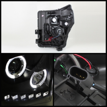 Picture of Spyder Ford Super Duty 11-15 Projector Headlights LEDHalo DRL Blk High H1 Low 9006 PRO-YD-FS11-HL-BK