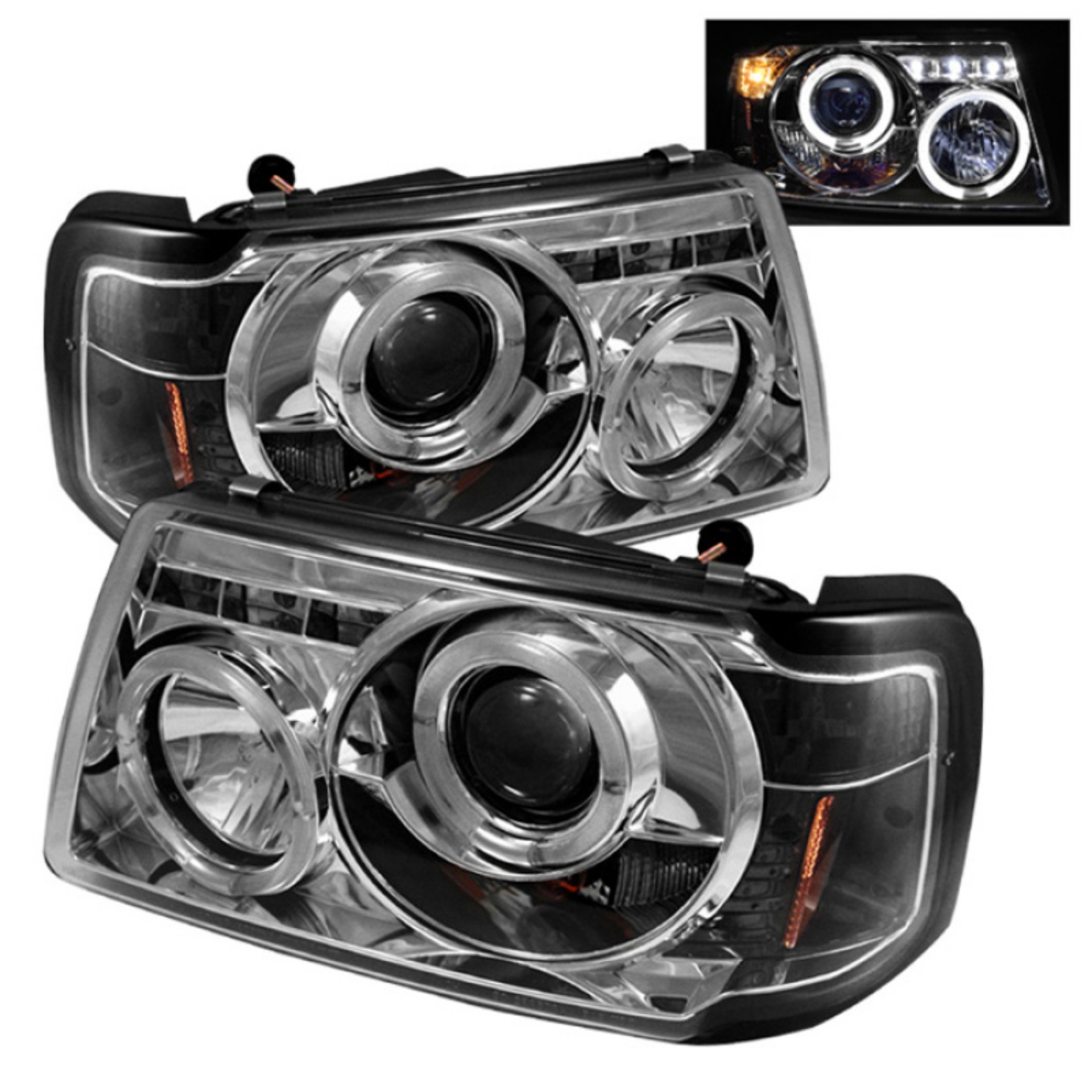 Picture of Spyder Ford Ranger 01-11 1PC Projector Headlights LED Halo LED Chrm PRO-YD-FR01-1PC-HL-C