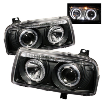 Picture of Spyder Volkswagen Jetta III 93-98 Projector Headlights LED Halo Blk High H1 Low H1 PRO-YD-VJ93-HL-BK