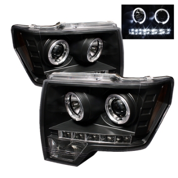 Picture of Spyder Ford F150 09-14 Projector Headlights Halogen Model- LED Halo LED Blk PRO-YD-FF15009-HL-BK